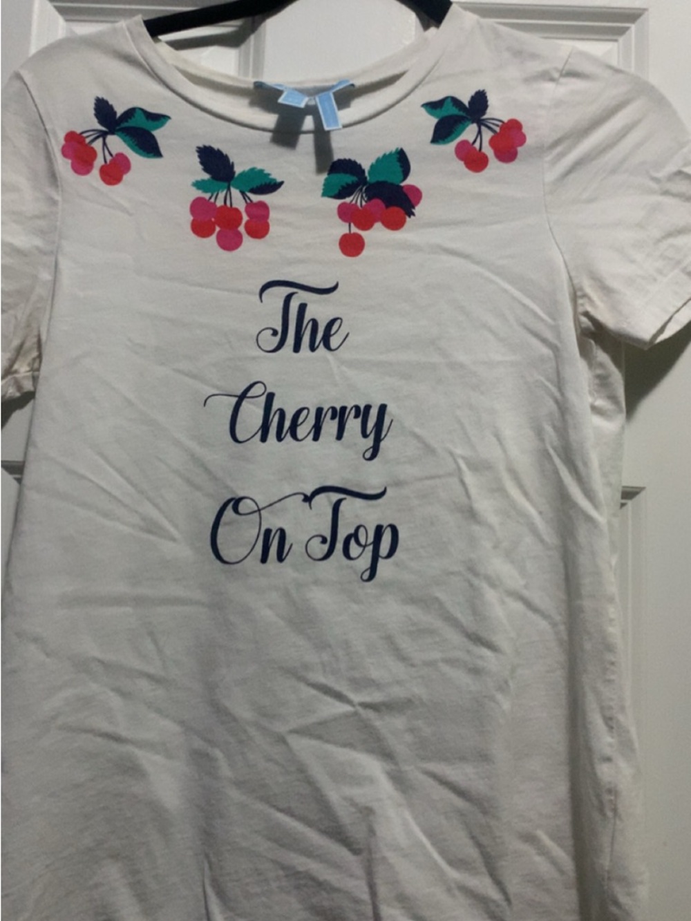 Draper James Cream Tee with Red Cherry Graphic